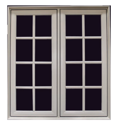 Combination of Casement & Awning with 5/8” brickmould & simulated divided light
 (SDL) grills — product illustration