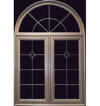 Shape Transom on top of Casement & Fixed Casement combination with 5/8” brickmould — product illustration