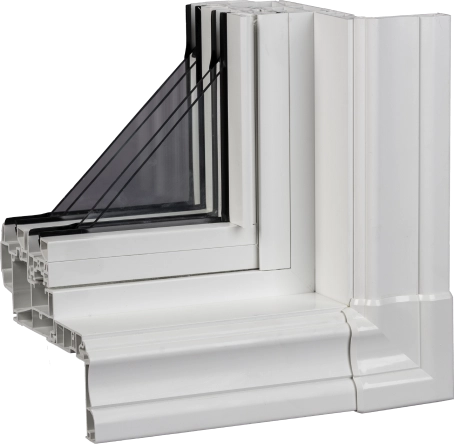 Double glazing frame cutaway